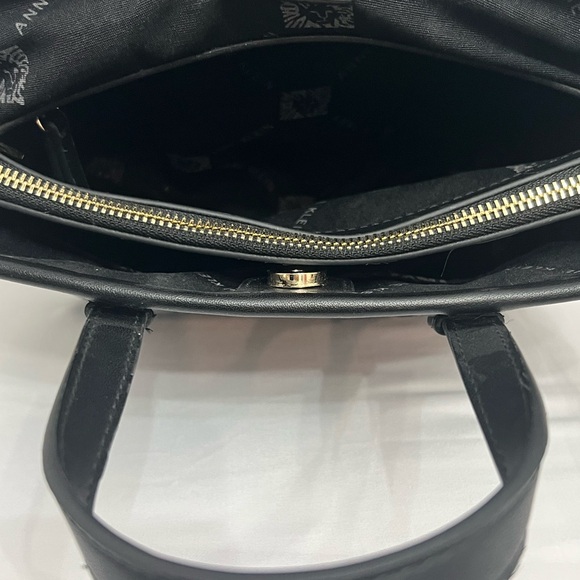 Anne Klein Black Crossbody Bag with Detachable Zip Pouch and Gold Hardware - Picture 6 of 15